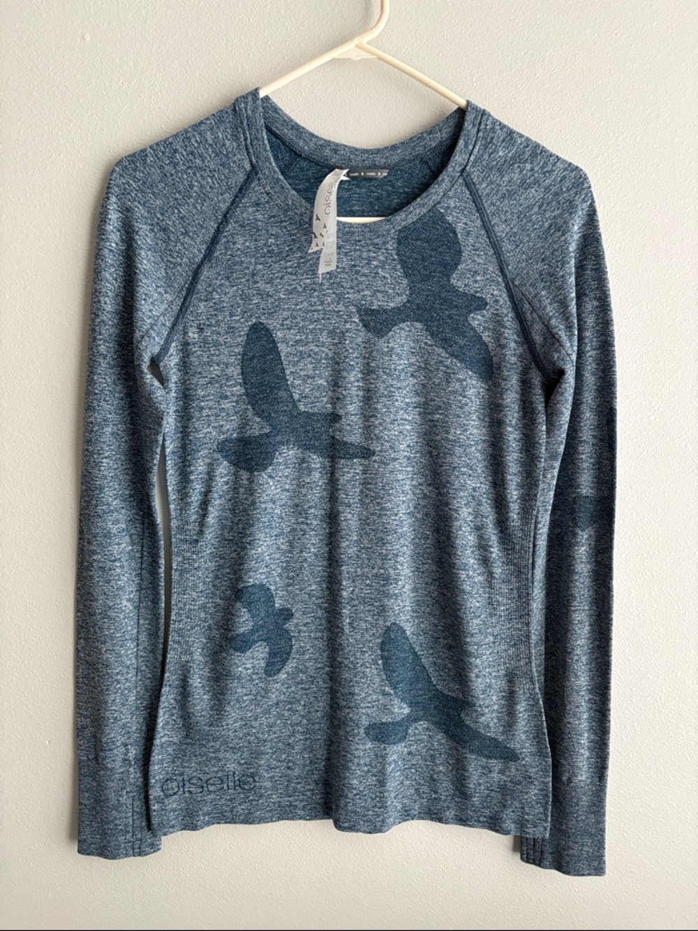 Oiselle Blue Heather Long Sleeve Flyte Performance Running Tee - Women’s S